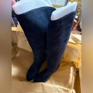 Slightly worn women’s over the knee, Moroccan blue oiled suede lucky brand boots